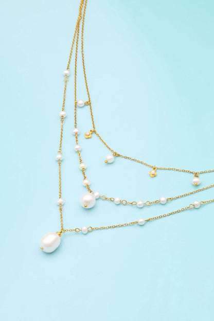 Pearl Drop Cascade Necklace