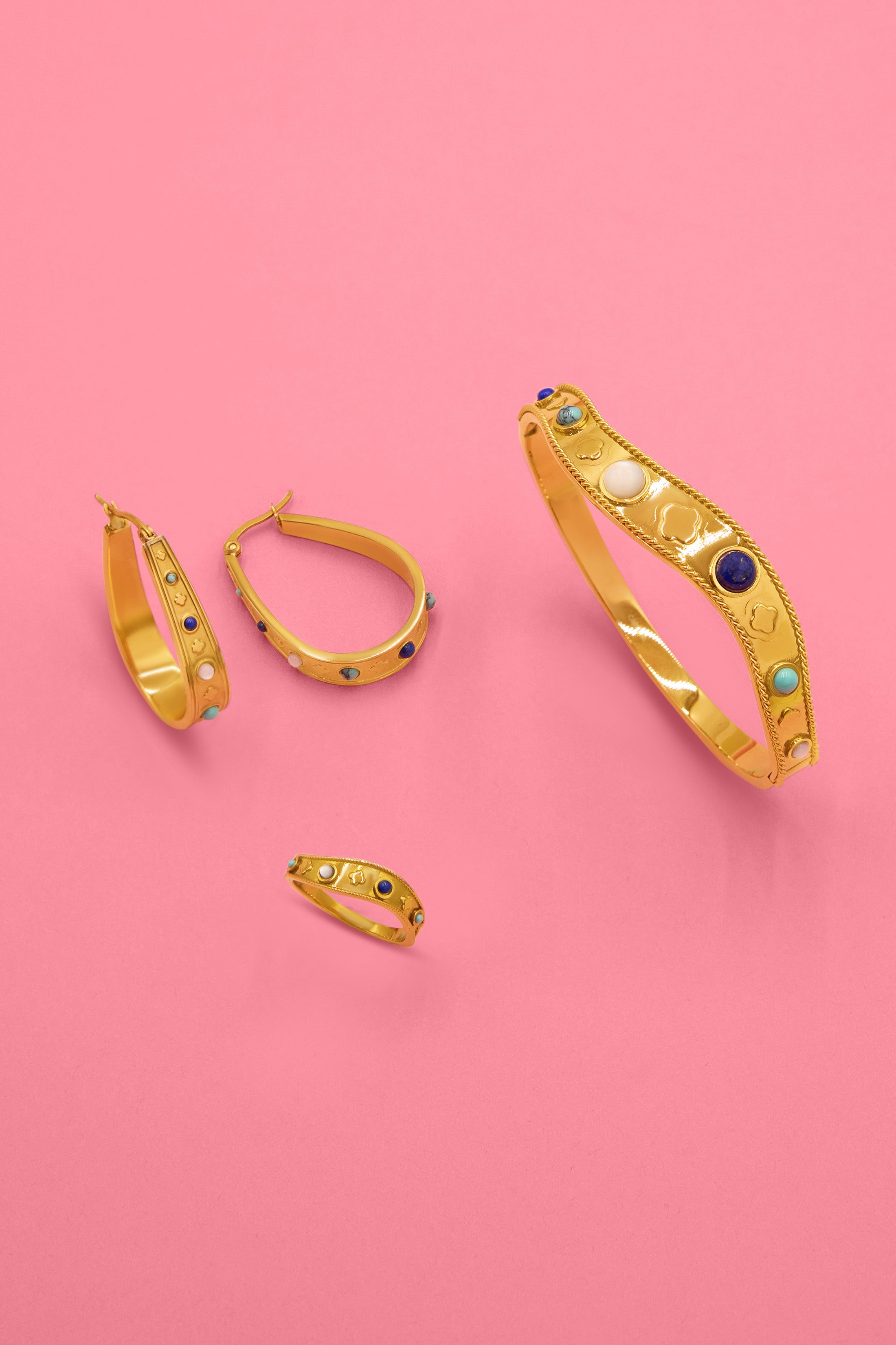 Sultan Gem Hoops, Ring &amp; Bangle Gift Set
