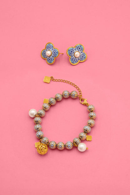 Atlas Blue Studs &amp; Bracelet Gift Set
