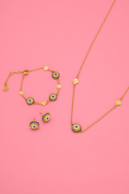 Medina Evil Eye Studs, Bracelet &amp; Choker Gift Set