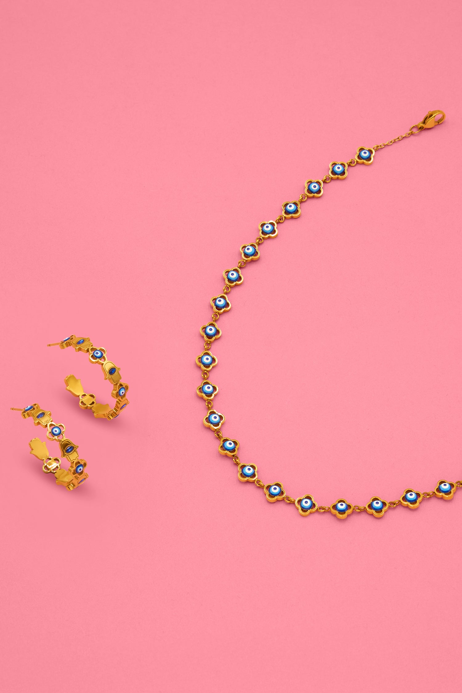 Evil Eye Hamsa Hoops &amp; Evil Eye Choker Gift Set