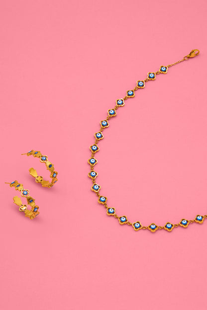 Evil Eye Hamsa Hoops &amp; Evil Eye Choker Gift Set