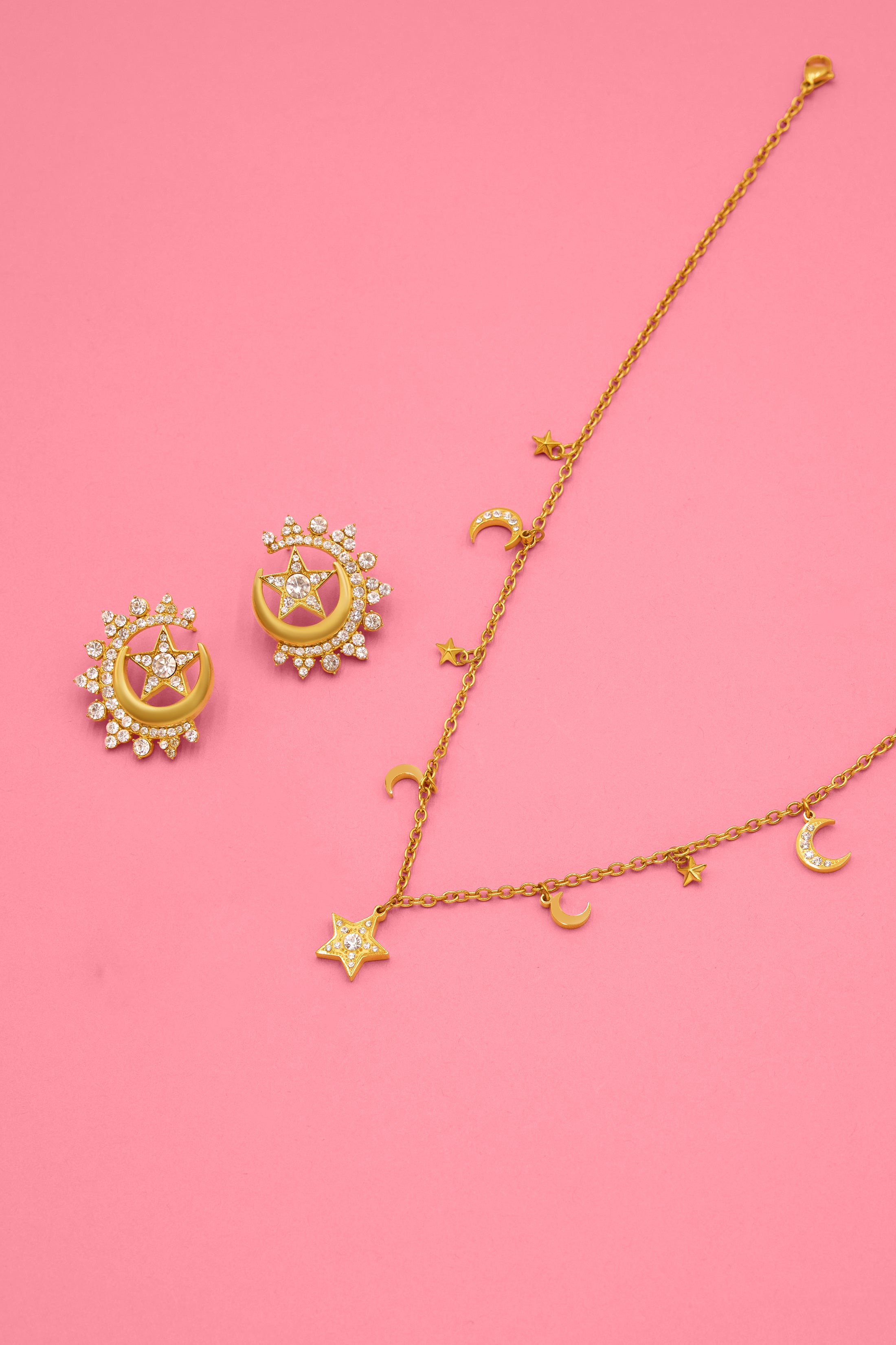 Sahara Moon Statement Studs &amp; Charm Necklace Gift Set