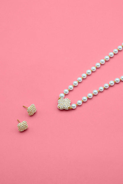Rossi Icon Pearl Necklace &amp; Rossi Nova Stud Earrings Gift Set