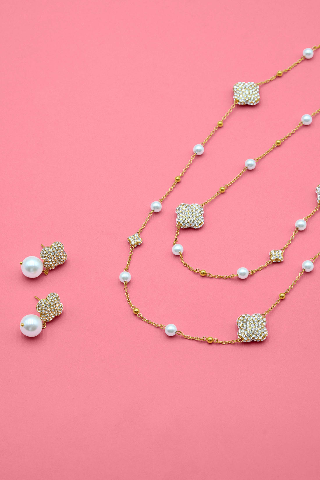 Rossi Éclat Pearl Double Necklace &amp; Rossi Icon Pearl Drop Stud Earrings Gift Set