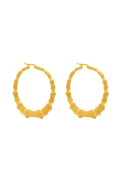 Bamboo Large Hoop Earring Set