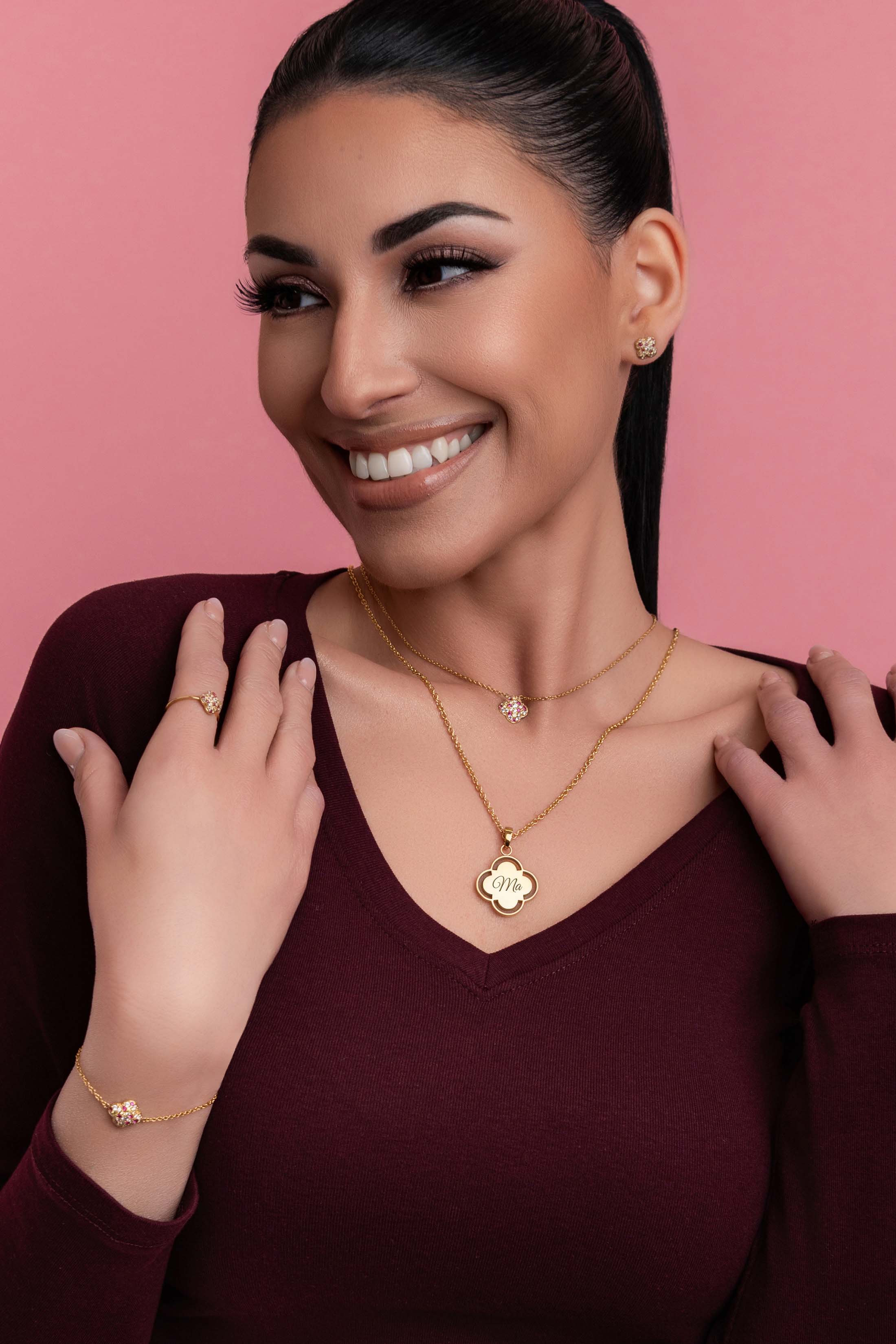 Pink Aurora Stud Earring Set