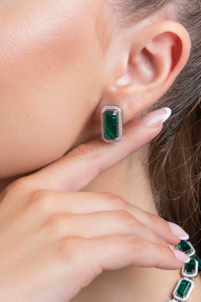 Emerald Elegance Statement Stud Earring Set