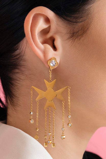 Maltese Cross Chandelier Earring Set