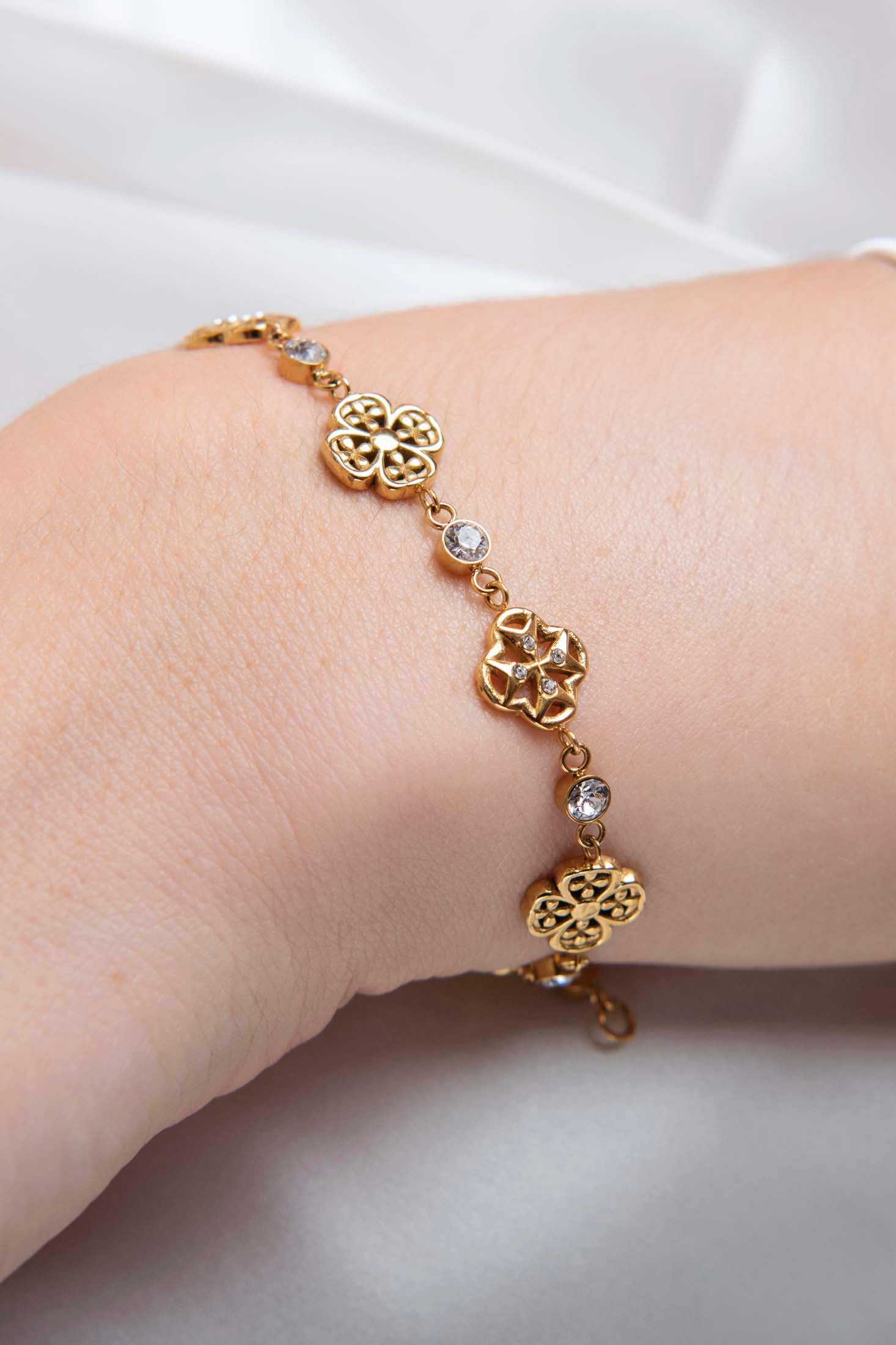 Maltese Cross Crystal Bracelet