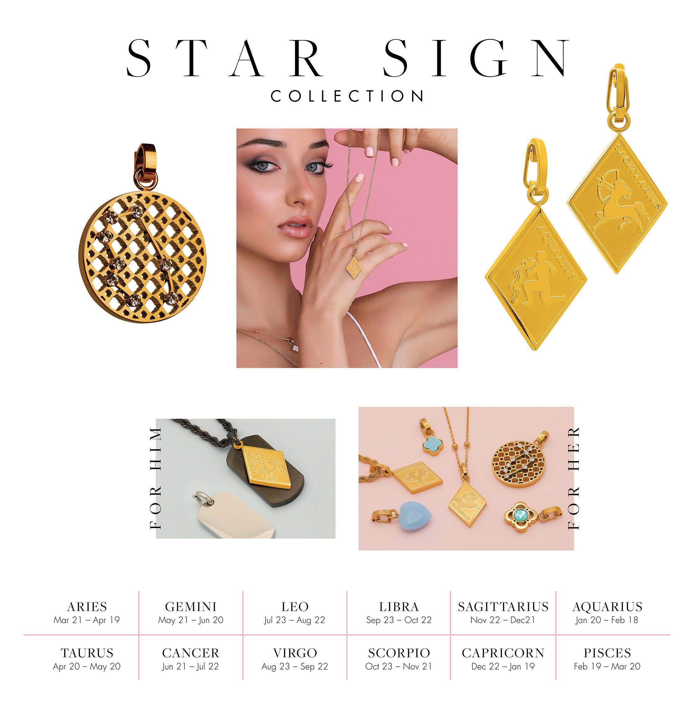 Zodiac Charms, Star Sign Jewelry