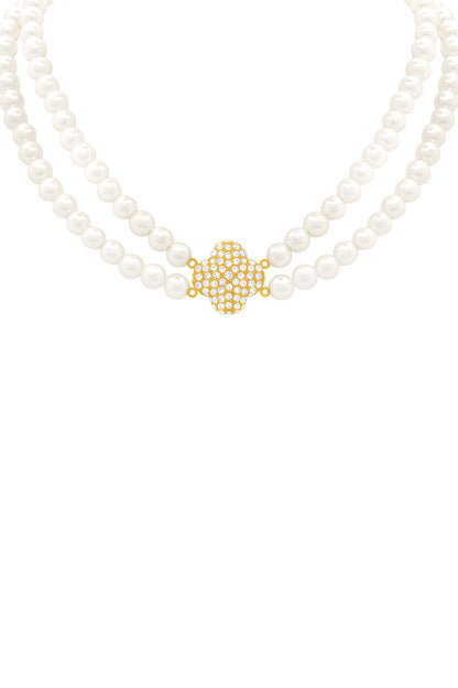 Rossi Icon Pearl Double Strand Choker &amp; Drop Stud Earrings Gift Set