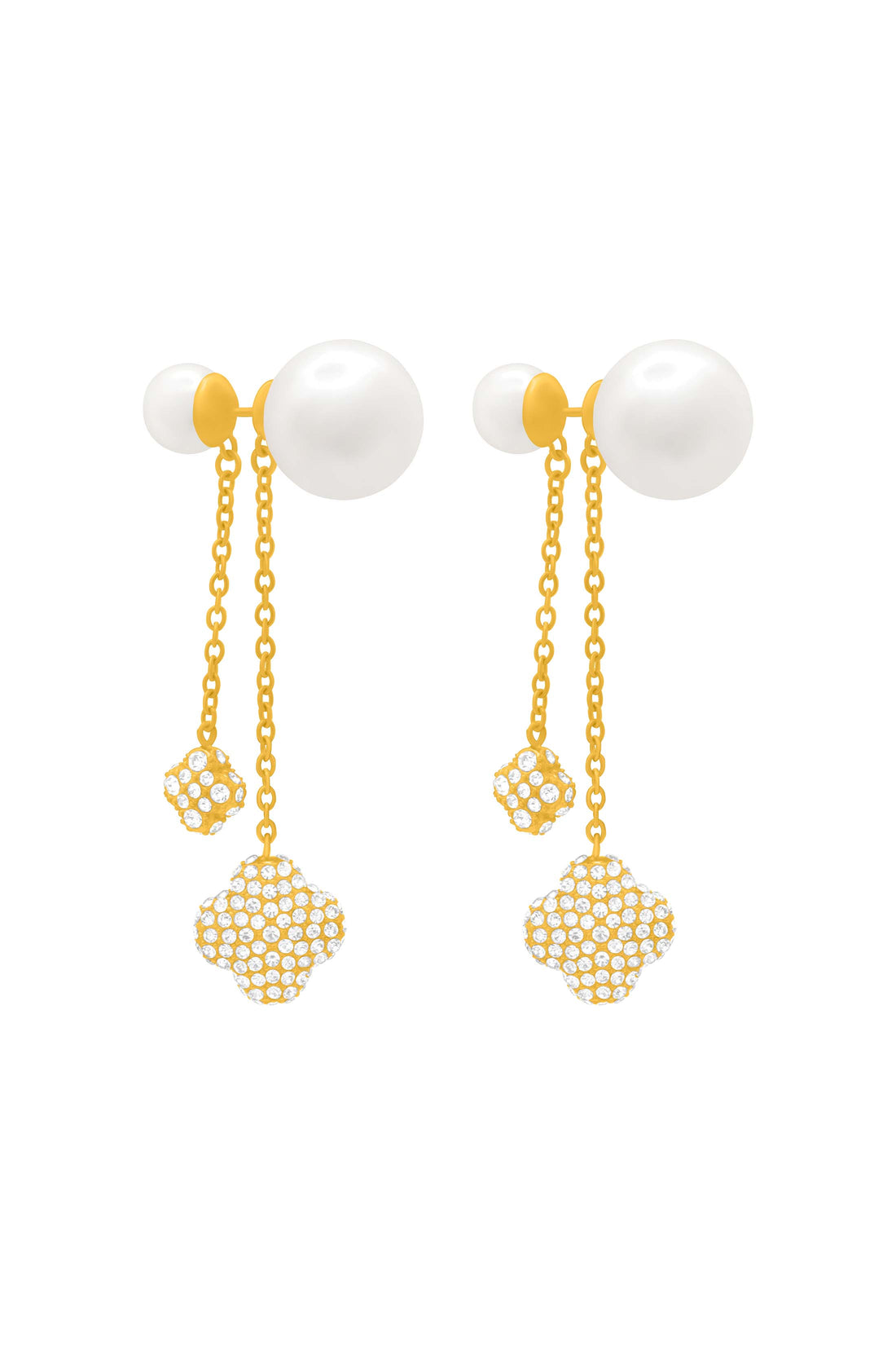 Rossi Éclat Pearl Double Sided Chain Drop Stud Earring Set