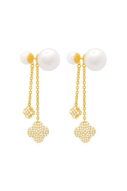 Rossi Éclat Pearl Double Sided Chain Drop Stud Earring Set