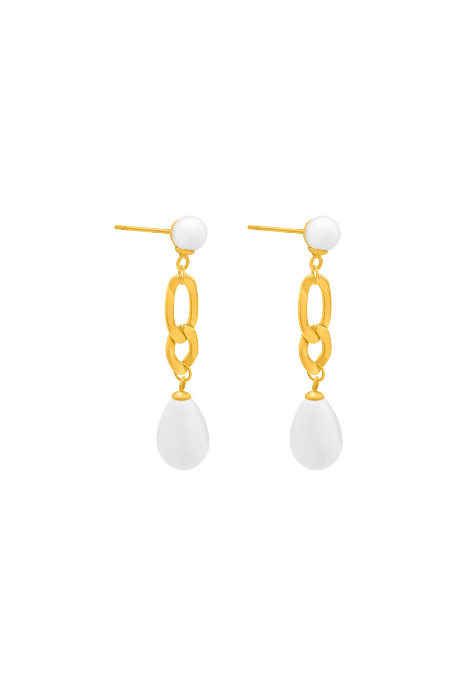Linked in Pearls Drop Stud Earring Set