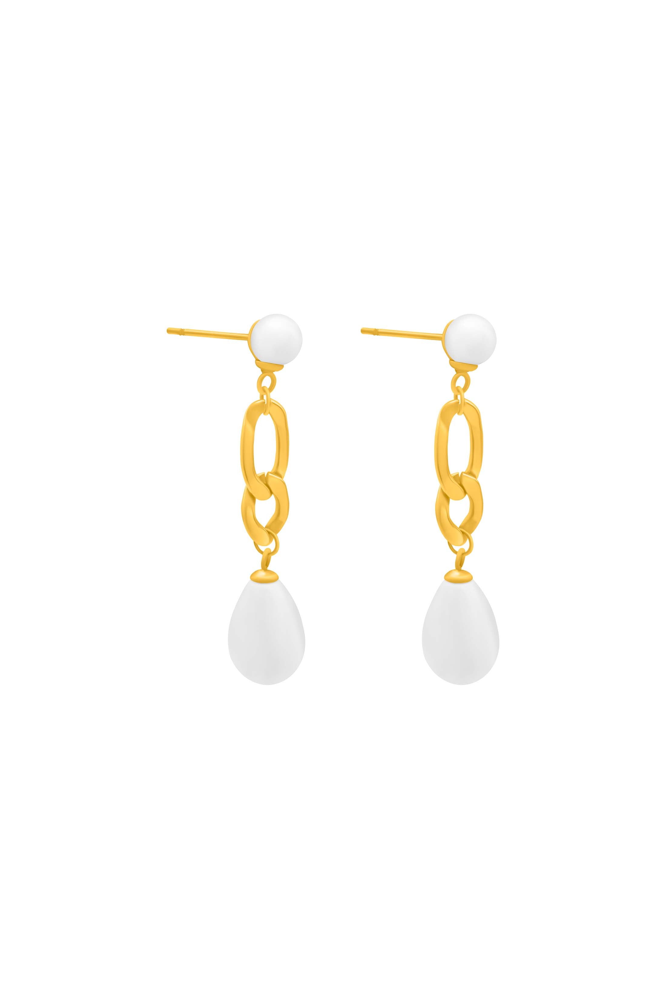 Linked in Pearls Drop Stud Earring Set