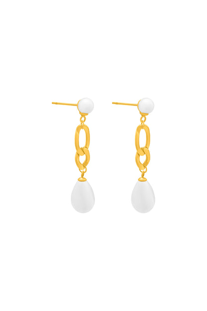 Linked in Pearls Drop Stud Earring Set
