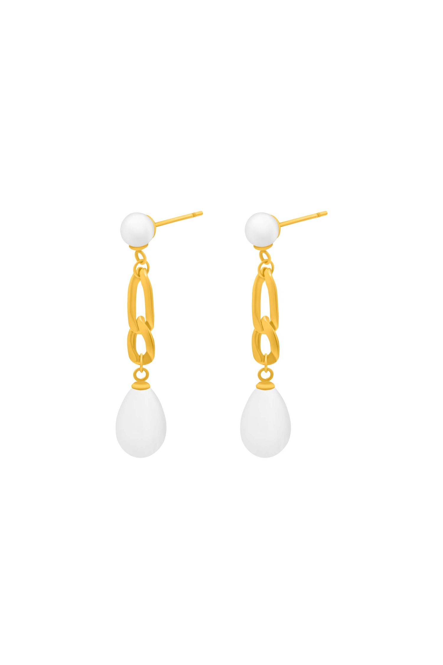 Linked in Pearls Drop Stud Earring Set