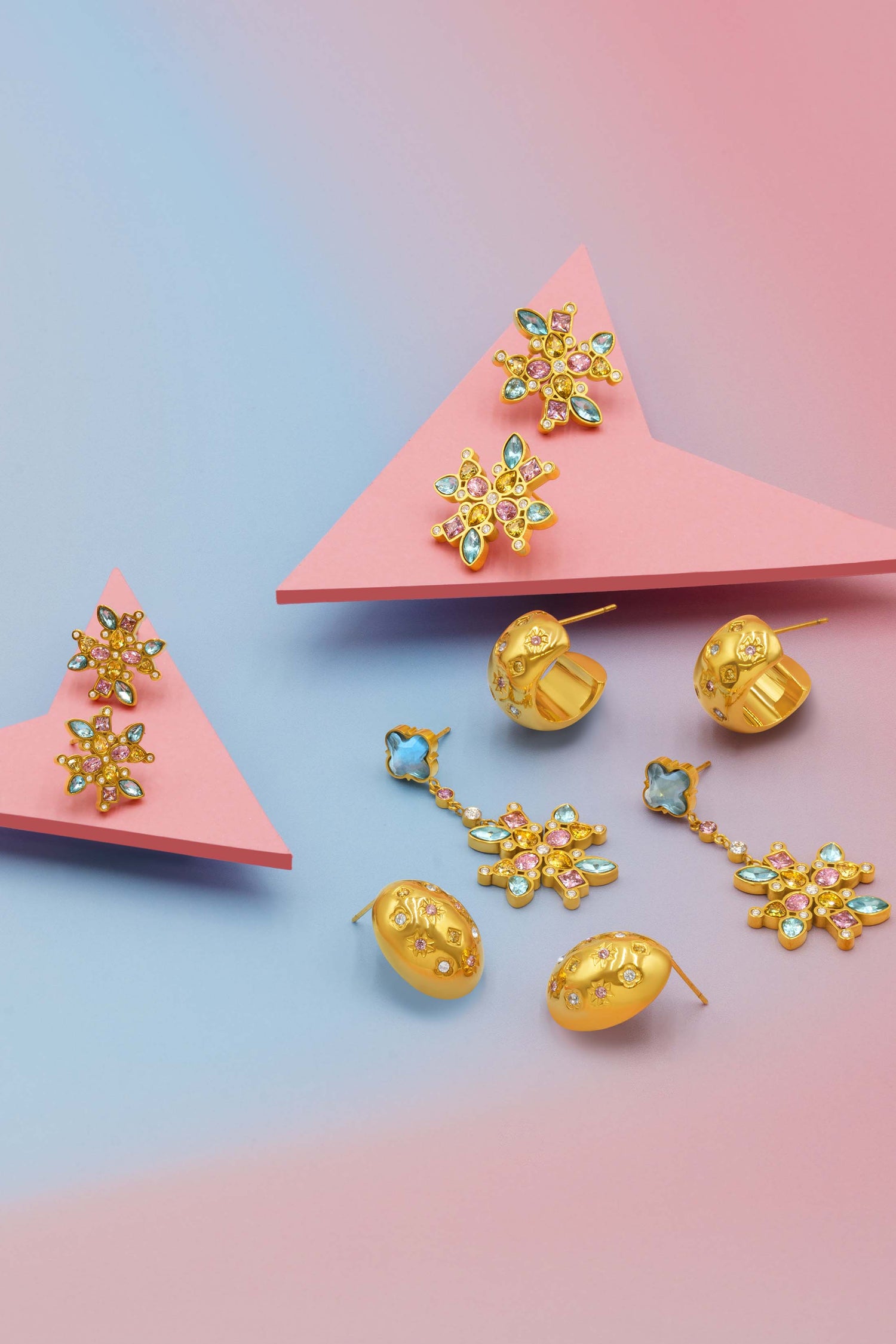 Maltese Cross Crown Statement Stud Earring Set