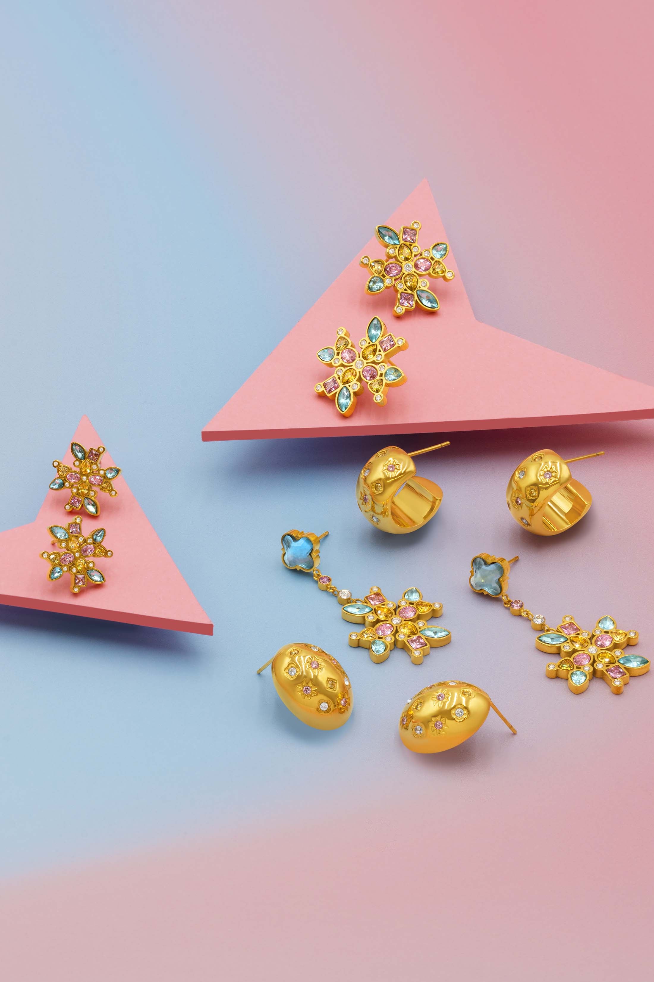 Maltese Cross Crown Statement Stud Earring Set