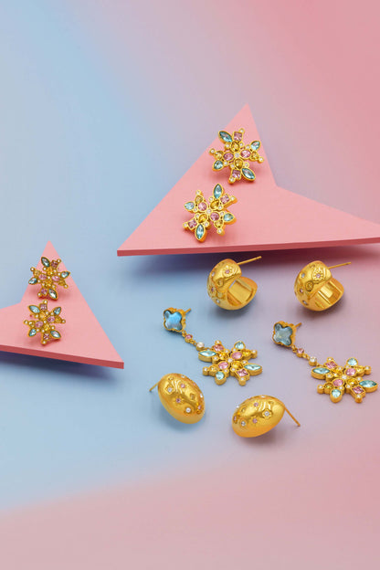 Maltese Cross Crown Statement Stud Earring Set