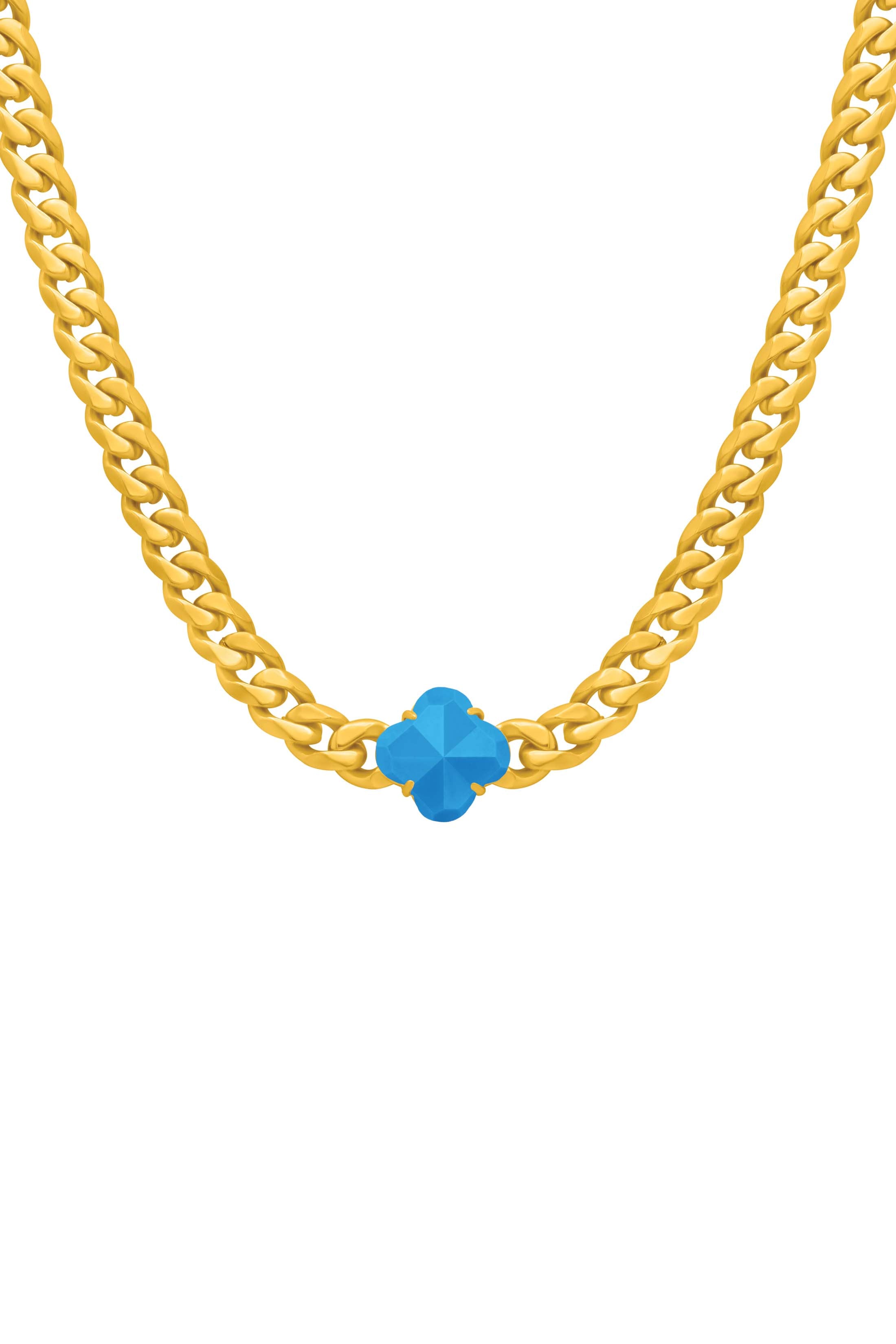 Stone Station Turquoise Stone Curb Chain Necklace