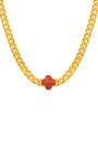 Stone Station Coral Stone Curb Chain Necklace