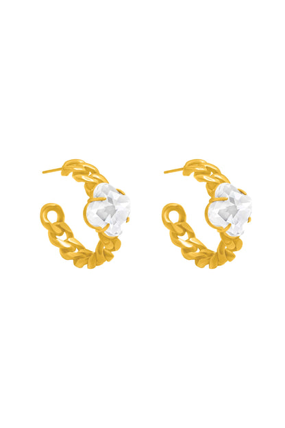 Stone Station Brillantina Stone Curb Chain Hoop Earring Set