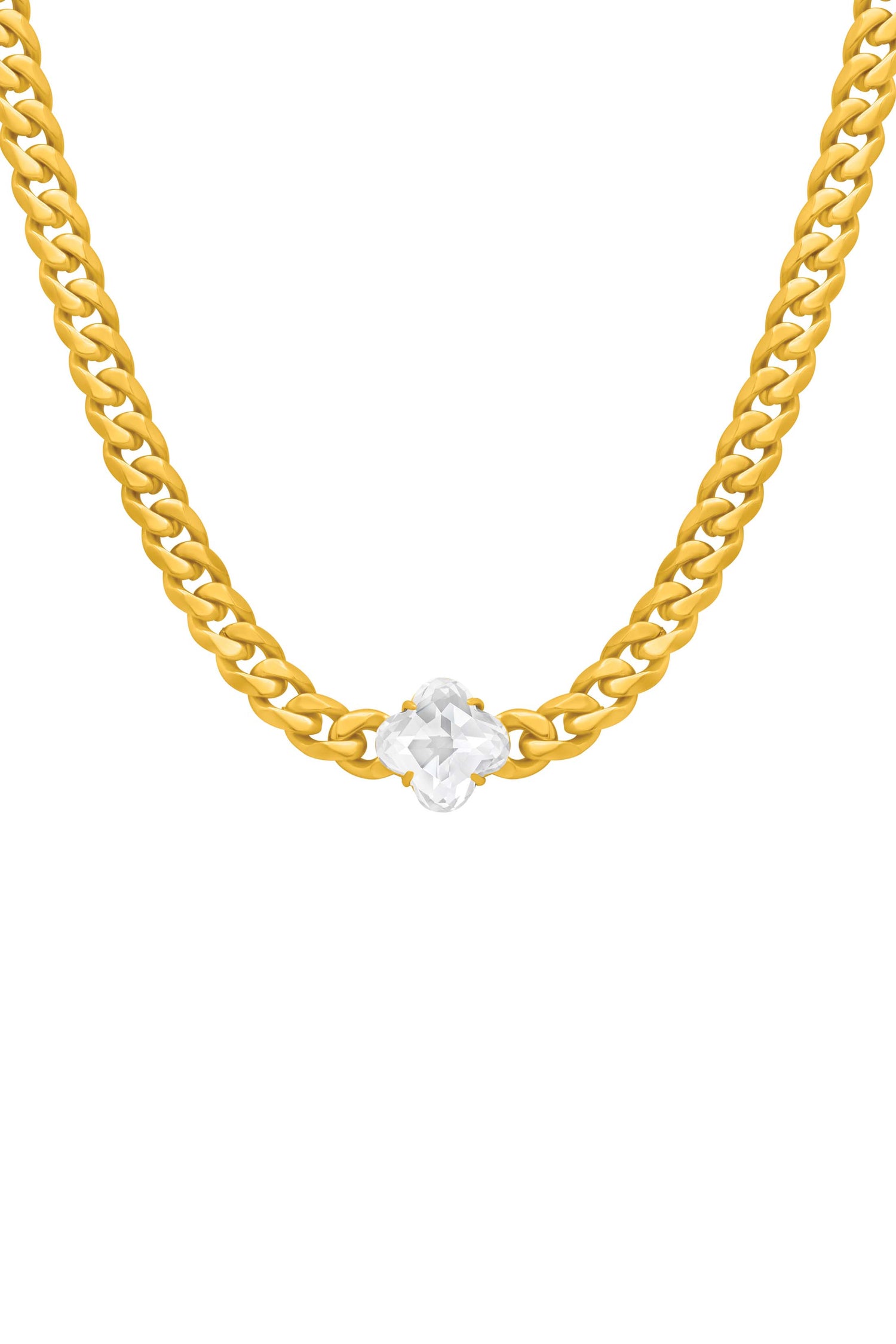 Stone Station Brillantina Stone Curb Chain Necklace