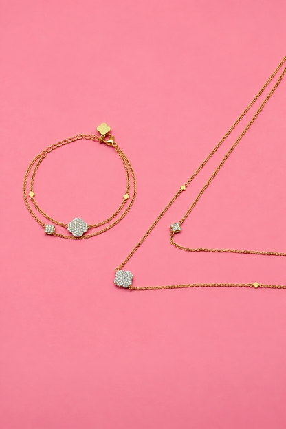 Rossi V Pendant Chain Necklace &amp; Bracelet Gift Set
