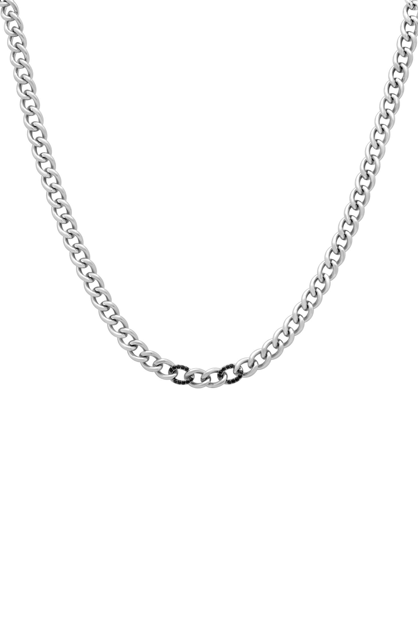 Black Zirconia Curb Chain Necklace