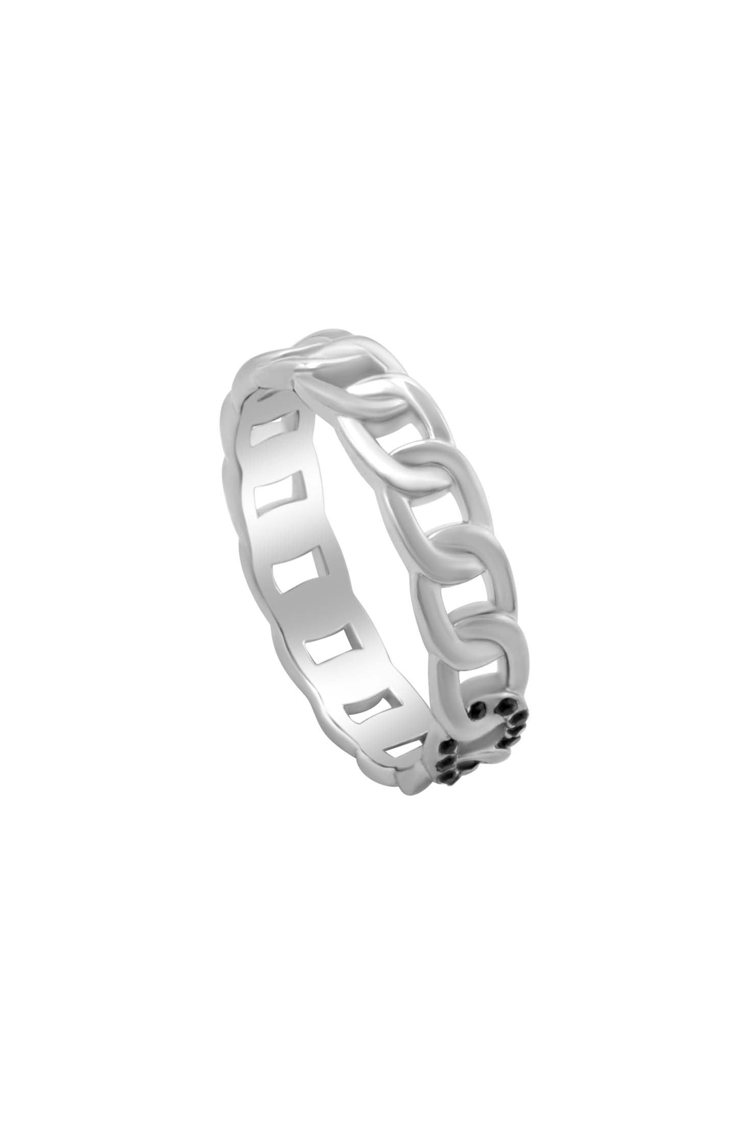 Black Zirconia Curb Chain Ring