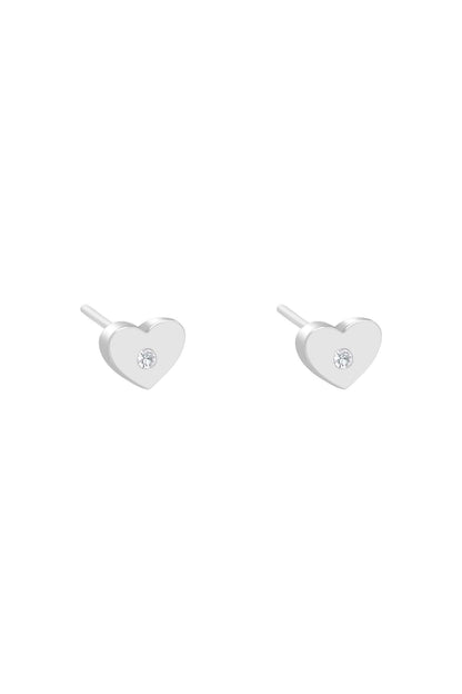 Petite Heart Silver Stud Earring Set