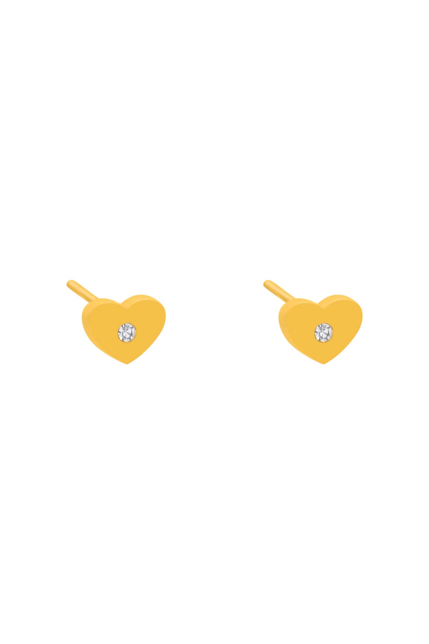 Petite Heart Gold Stud Earring Set