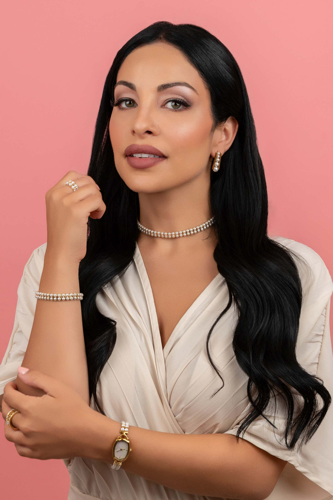 Twin Pearl Bracelet, Ring &amp; Rossica Candle Gift Set