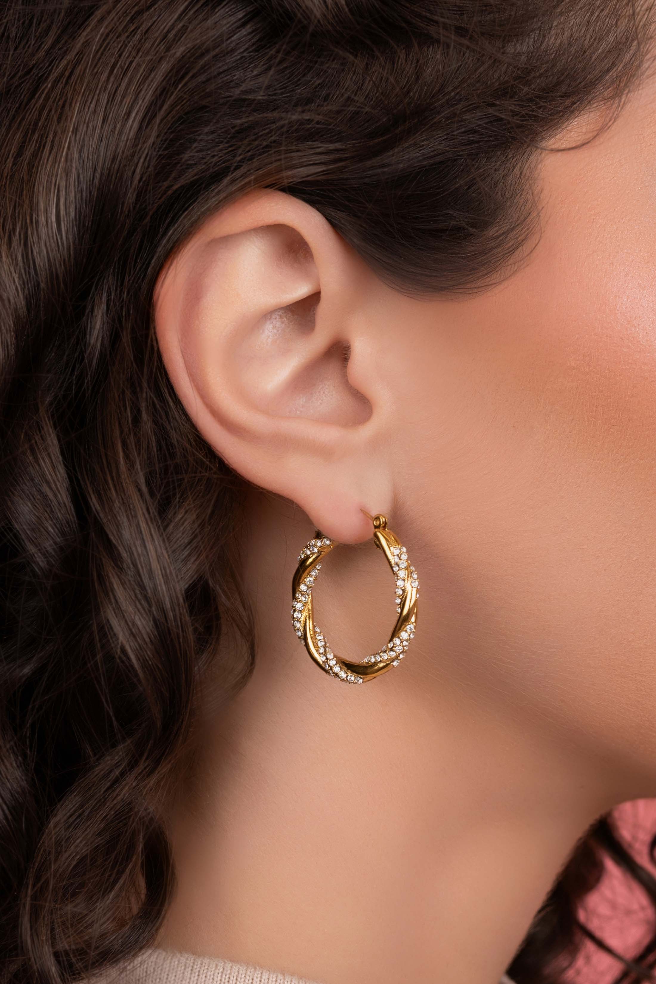 Pavé Twist Hoop Earring Set