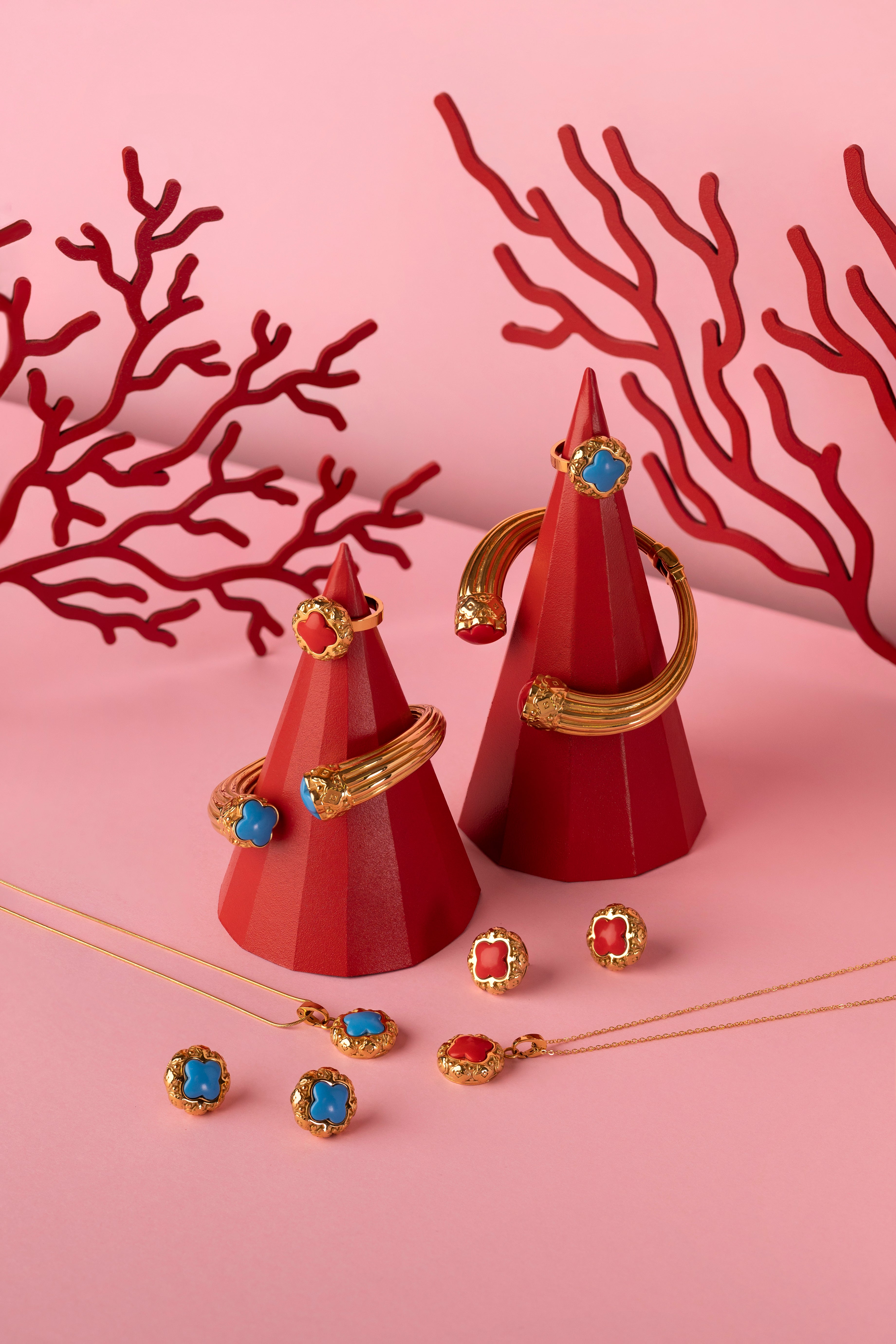 Donatella&#39;s Coral Statement Bangle &amp; Ring Gift Set