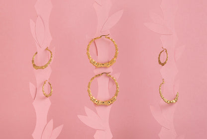 Bamboo Large Hoop Earring Set