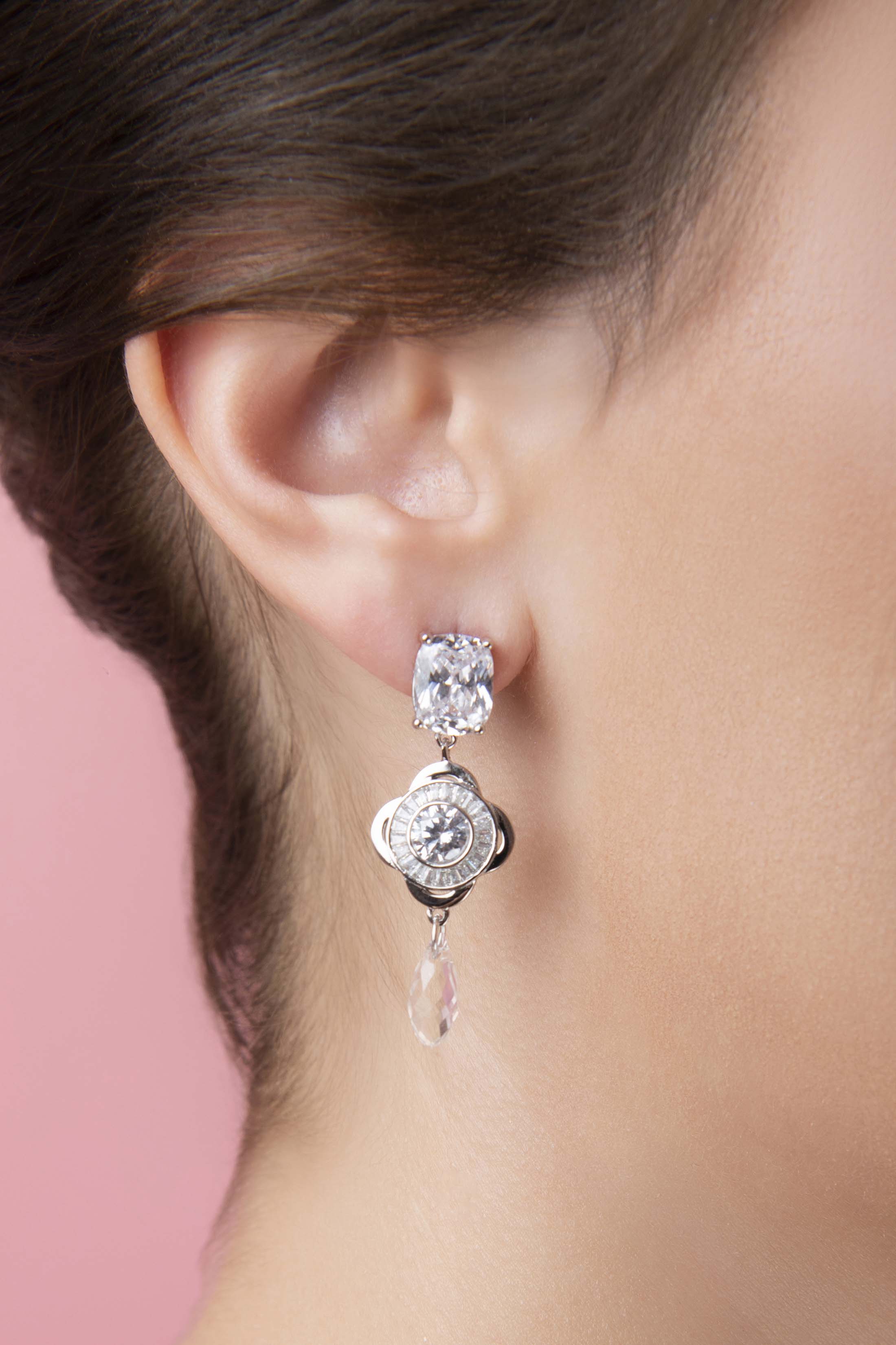 Crystal Bridal Drop Stud Earring Set