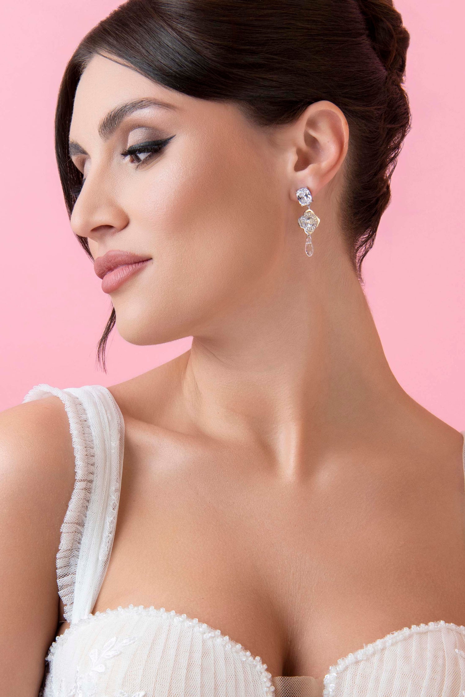 Crystal Bridal Drop Stud Earring Set