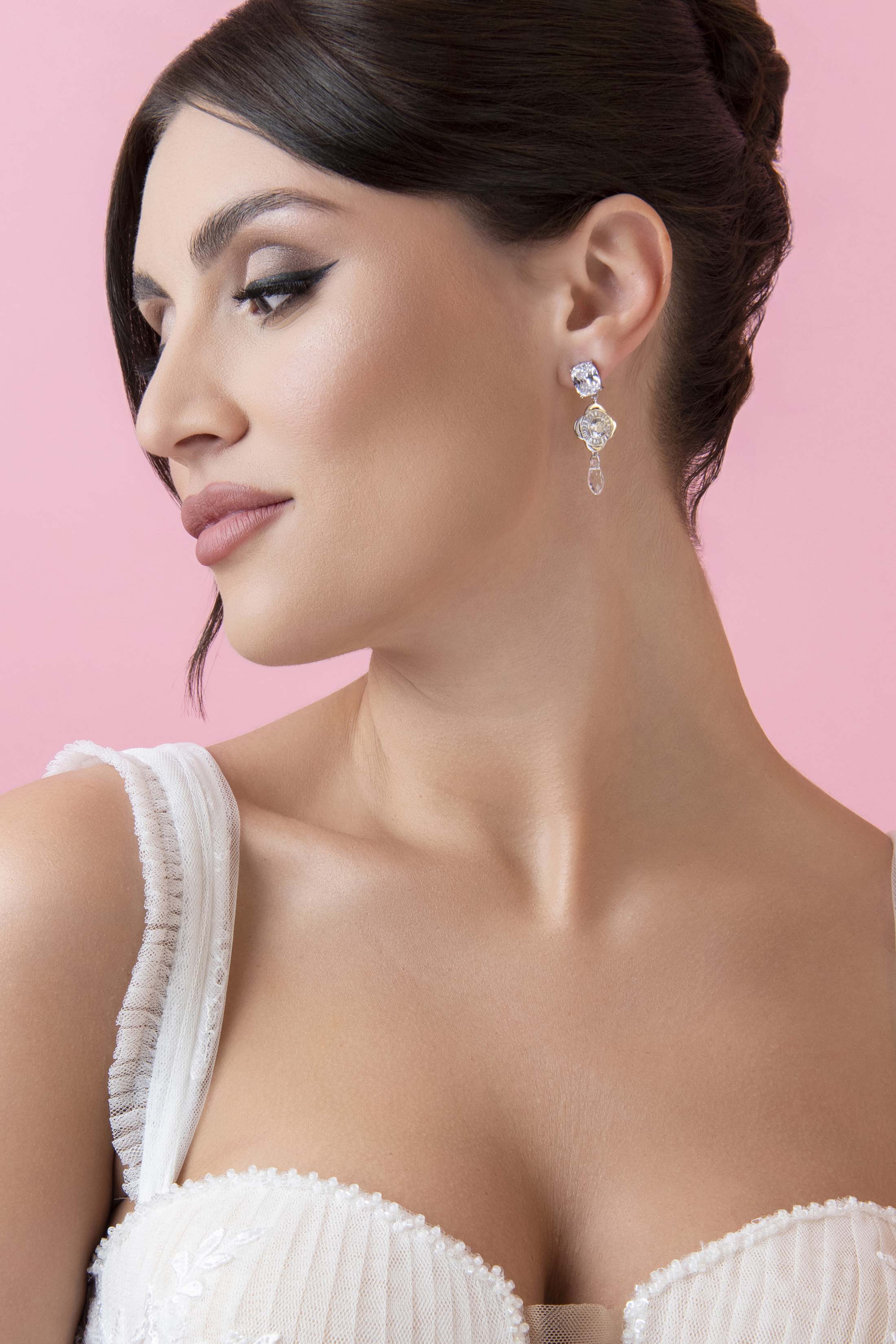 Crystal Bridal Drop Stud Earring Set