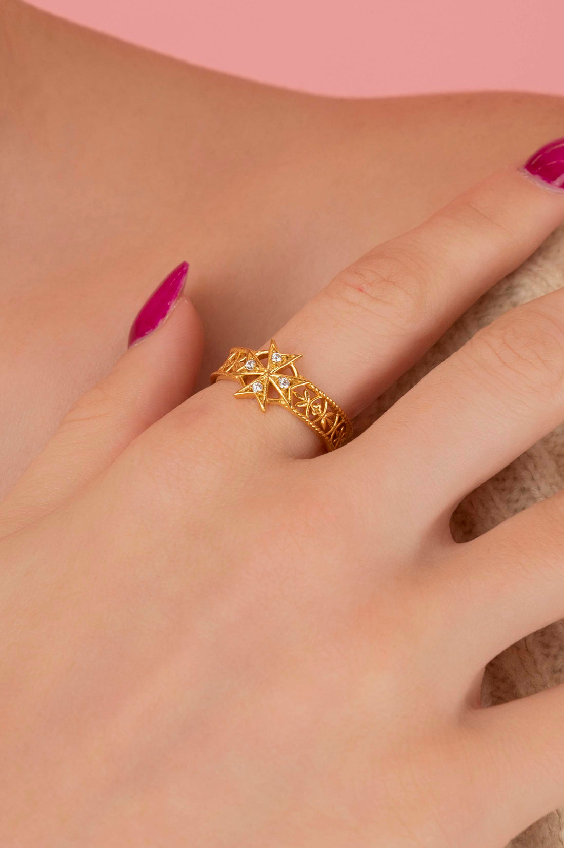 Crystal Maltese Cross Hollow Ring