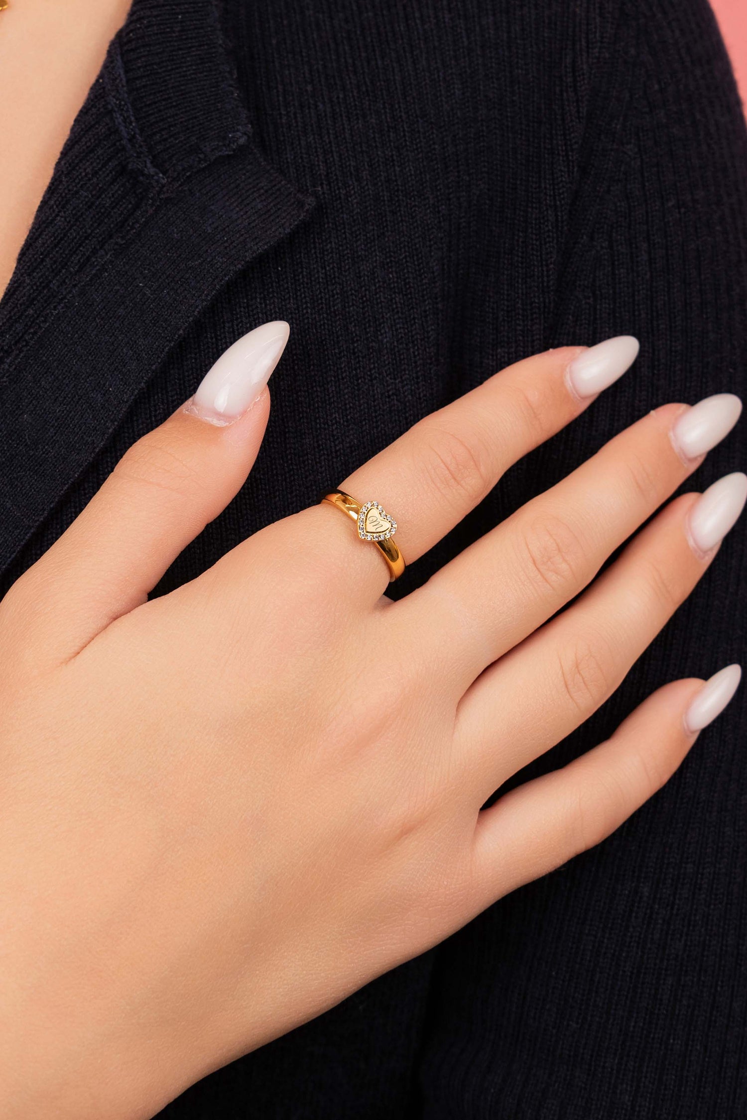 Engravable Halo Qalbi Ring