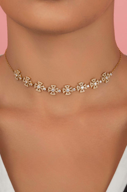 Crystal Maltese Cross Choker &amp; Stud Earring Set Gift Set