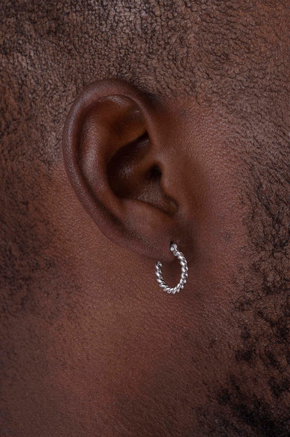 15MM Silver Rope Hoop Single Earring