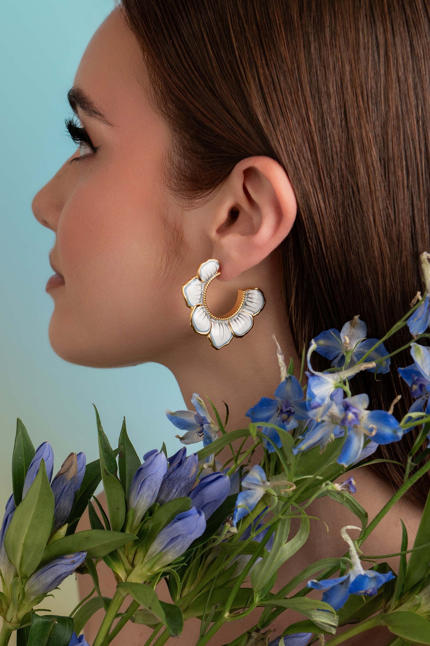 Golden Bloom Hoop Earring Set