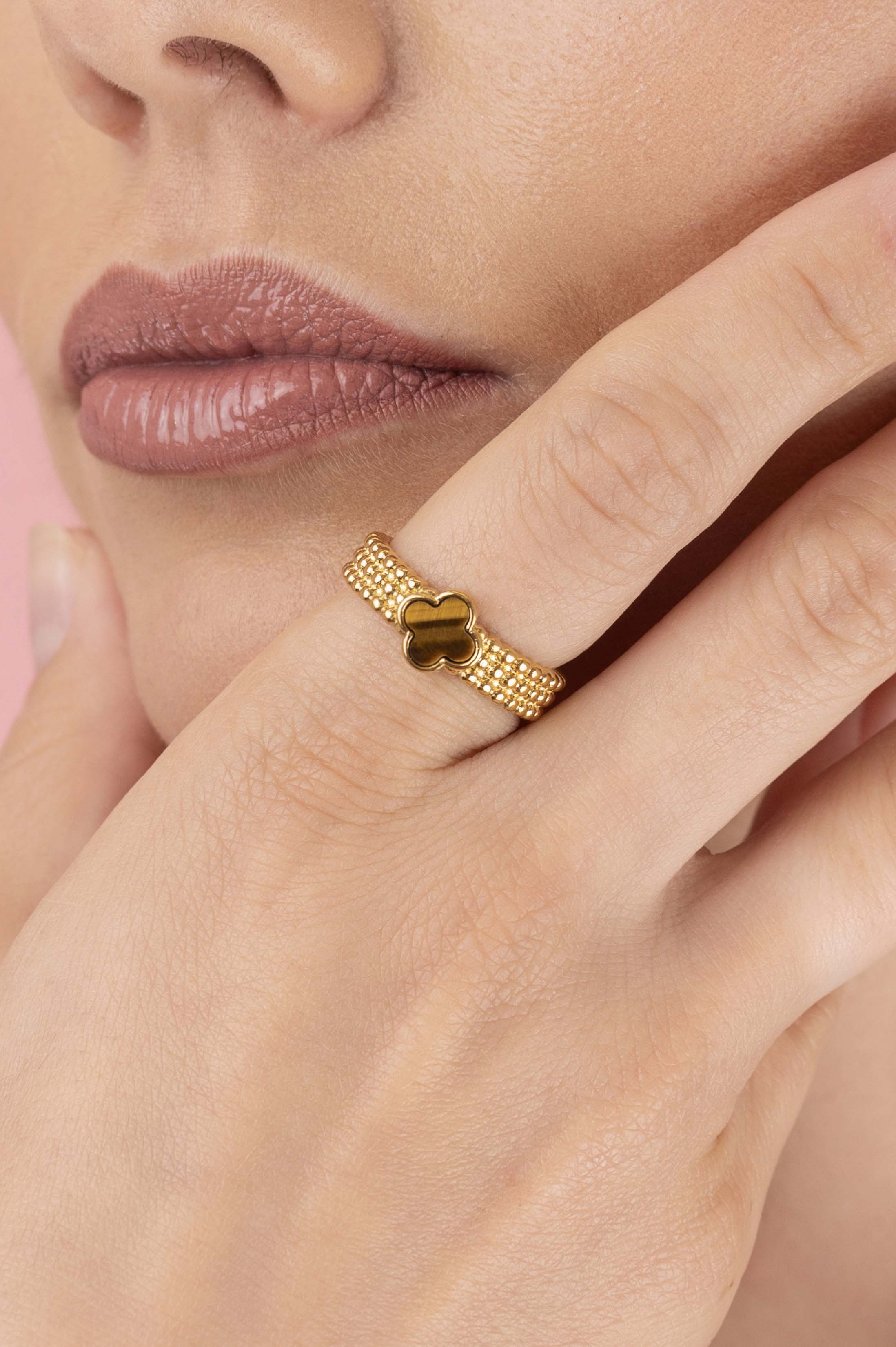 Beaded Tiger Eye Ring