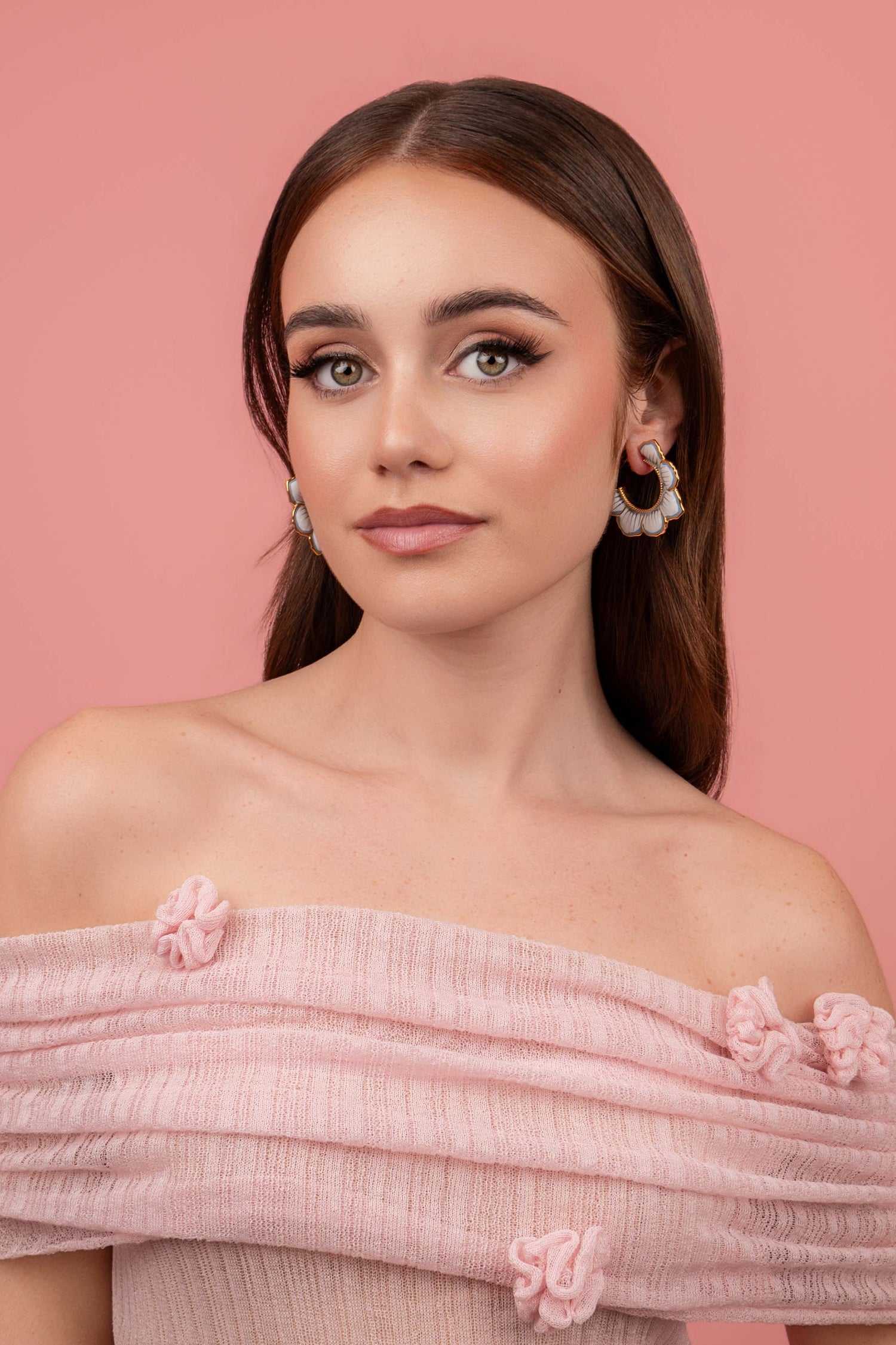 Golden Bloom Hoop Earring Set