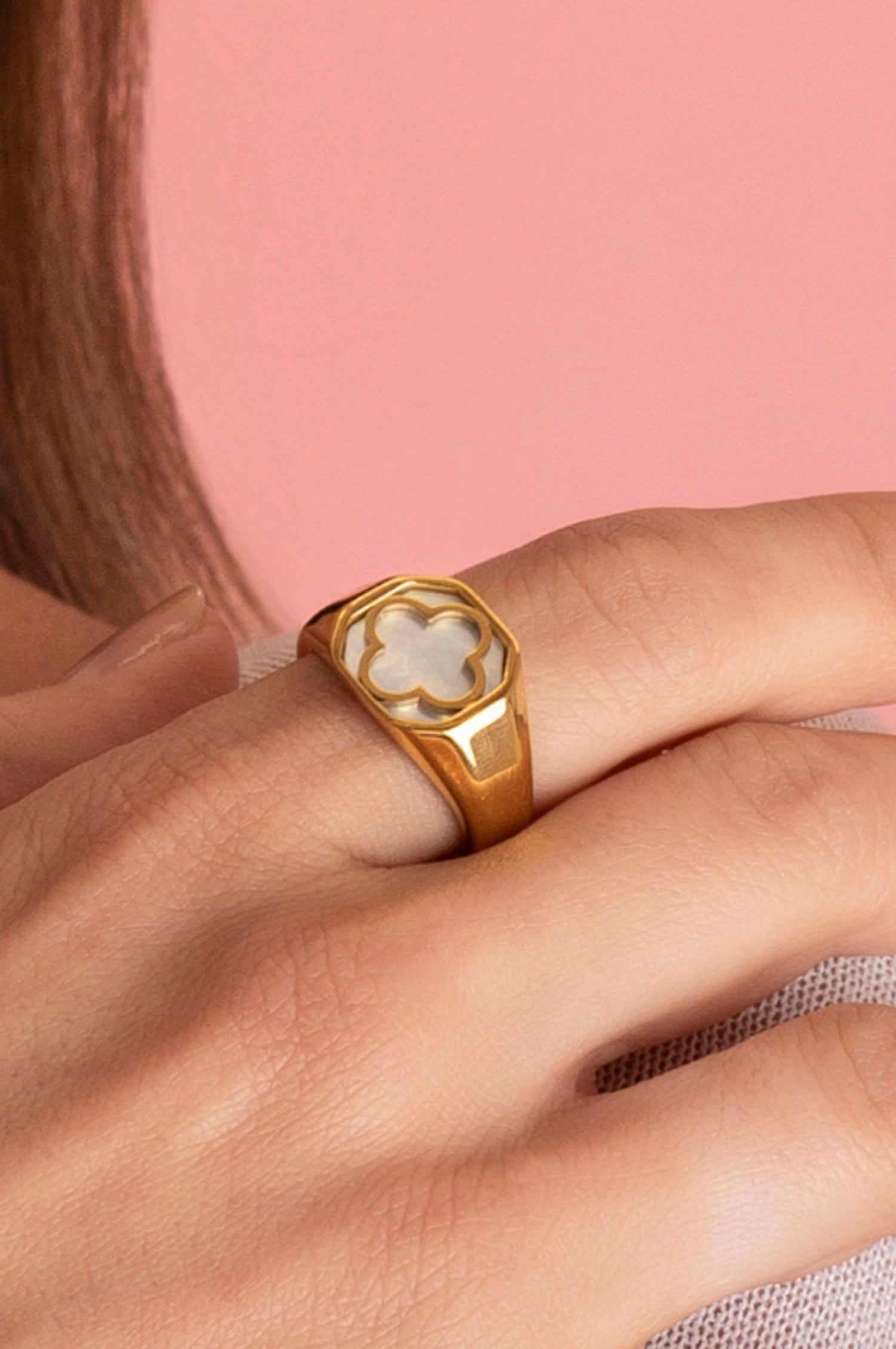 Octagonal Madre Perla Ring