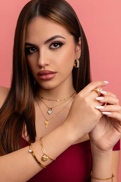 Crystal Heart Hoop Earring Set